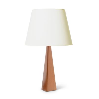 Swedish Pair of Triangular Table Lamps in Tan Leather
