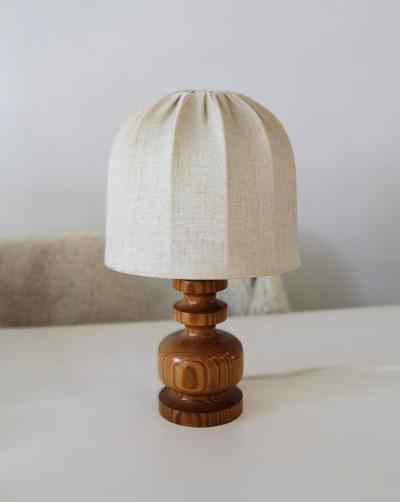 Swedish Petite Pine Table Lamp 1970s