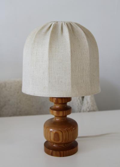Swedish Petite Pine Table Lamp 1970s