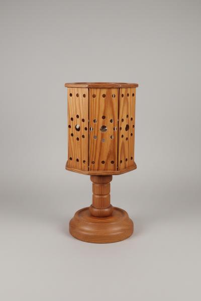 Swedish Pine Perforated Table Lamp 1970s