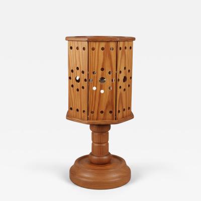 Swedish Pine Perforated Table Lamp 1970s