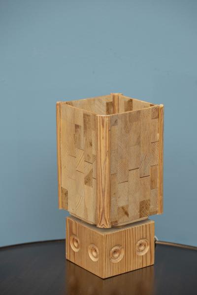 Swedish Pine Rotating Table Lamp 1960s