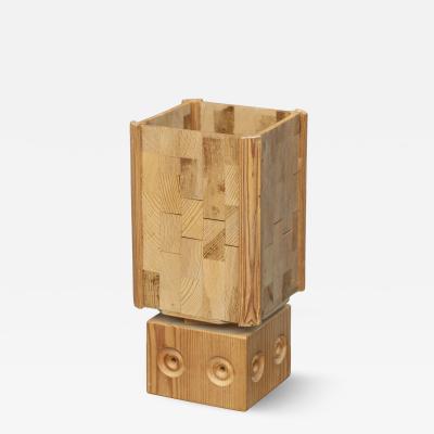 Swedish Pine Rotating Table Lamp 1960s