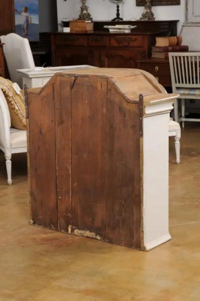Swedish Rococo 1770s Painted Wood Wall Cabinet with Chapeau de Gendarme Cornice