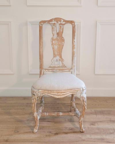 Swedish Rococo Chair from Stockholm with Scraped Original Paint Circa 1760