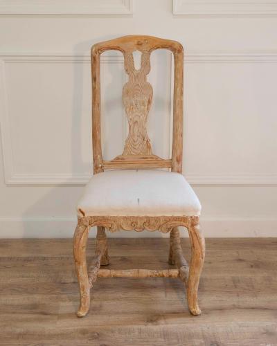 Swedish Rococo Chair from Stockholm with Scraped Original Surface Circa 1770