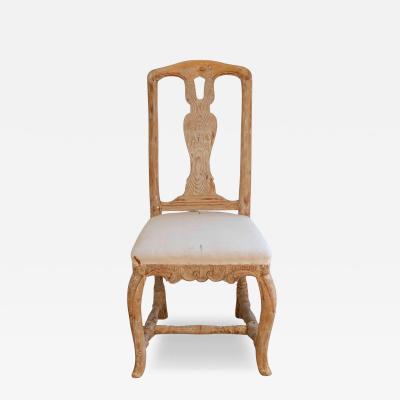 Swedish Rococo Chair from Stockholm with Scraped Original Surface Circa 1770