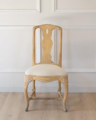 Swedish Rococo Chair in Original Paint Stockholm circa 1760