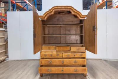 Swedish Rococo Period 1790s Cabinet with Chapeau de Gendarme Inspired Cornice