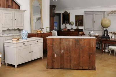 Swedish Rococo Period 18th Century Buffet from V rmland with Canted Side Posts