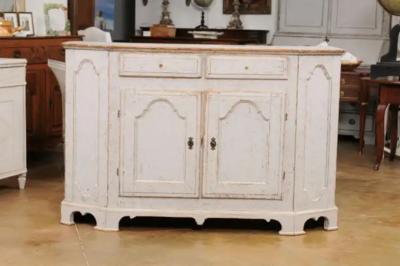 Swedish Rococo Period 18th Century Buffet from V rmland with Canted Side Posts