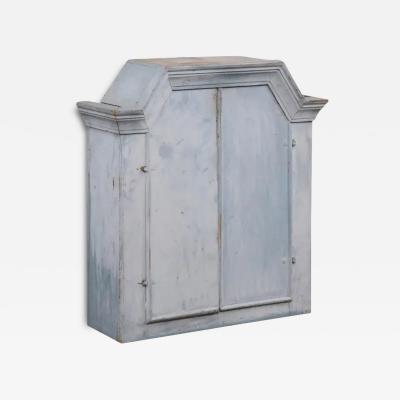 Swedish Rococo Style 19th Century Grey Painted Wall Cabinet with Distressing