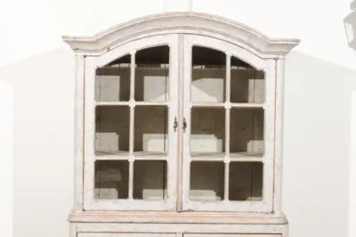 Swedish Rococo Style 19th Century Painted Vitrine with Glass Doors and Drawers