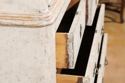 Swedish Rococo Style 19th Century Painted Vitrine with Glass Doors and Drawers