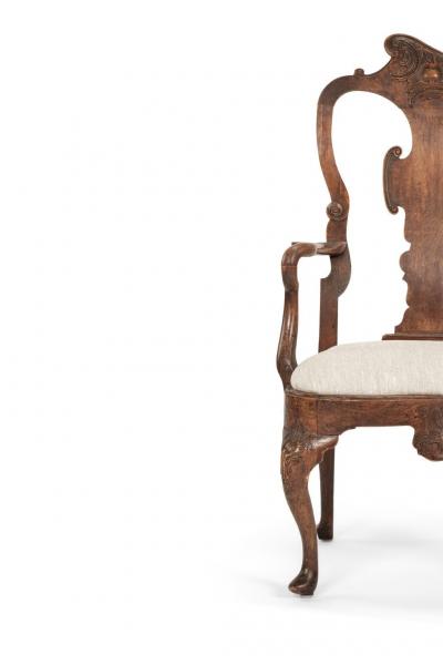 Swedish Rococo Walnut Armchair