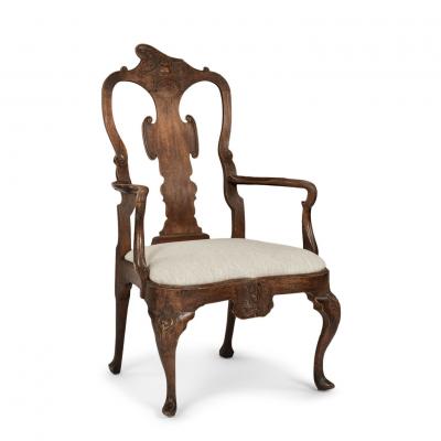 Swedish Rococo Walnut Armchair