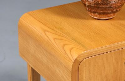 Swedish Scandinavian Modern Oak Night Stands w Brass Accent Handle