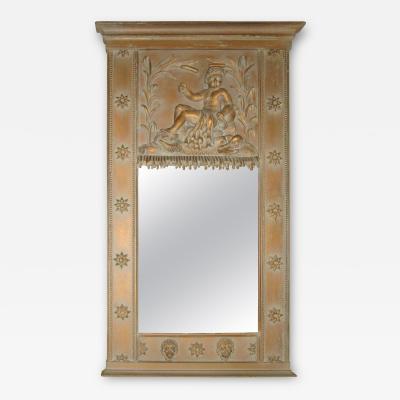 Swedish Style Wall Console Mirror Depicting a Cherub