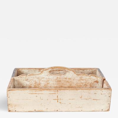Swedish White Painted Cutlery Tray