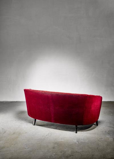 Swedish burgundy red velvet sofa 1930s 40s