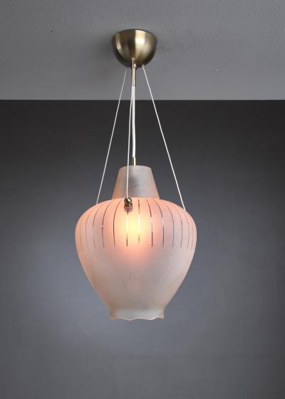 Swedish drop shaped glass and brass pendant 1940s