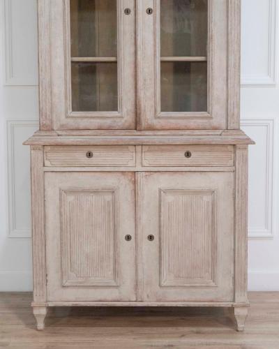 Swedish glass display case in antique white late 19th early 20th century