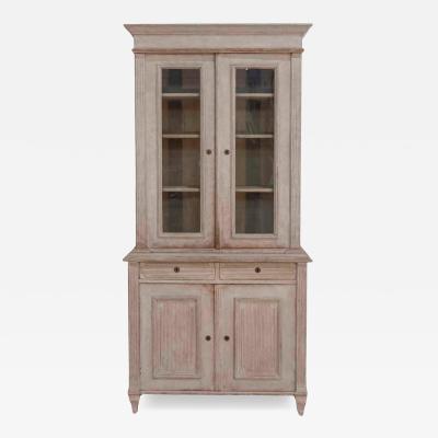 Swedish glass display case in antique white late 19th early 20th century