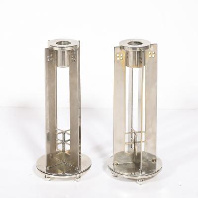 Swid Powell Pair of Modernist Signed Swid Powell Geometric Candlestick Holders