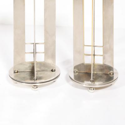 Swid Powell Pair of Modernist Signed Swid Powell Geometric Candlestick Holders