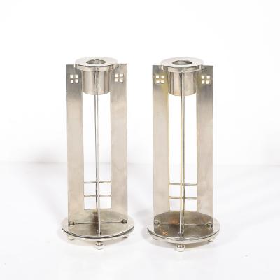 Swid Powell Pair of Modernist Signed Swid Powell Geometric Candlestick Holders