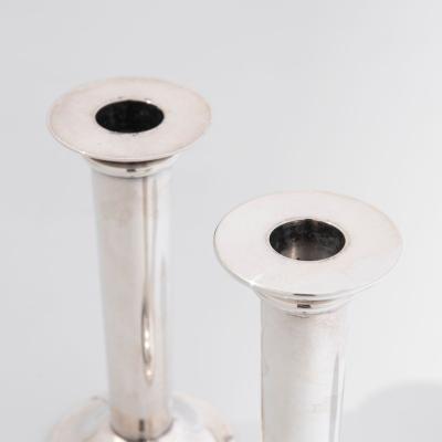 Swid Powell Pair of Swid Powell Silver Plate Postmodern Candlesticks