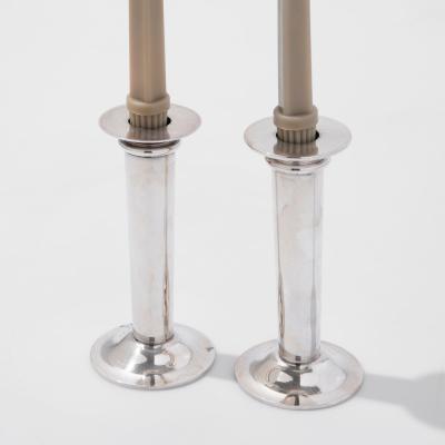 Swid Powell Pair of Swid Powell Silver Plate Postmodern Candlesticks