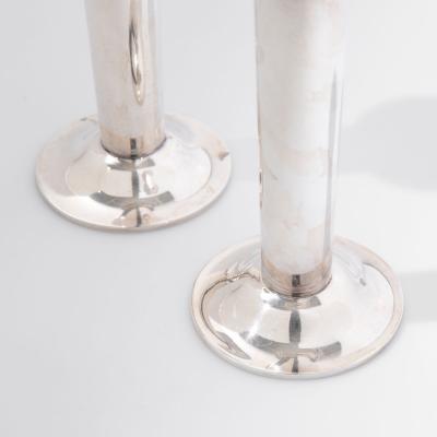 Swid Powell Pair of Swid Powell Silver Plate Postmodern Candlesticks