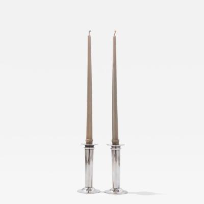Swid Powell Pair of Swid Powell Silver Plate Postmodern Candlesticks
