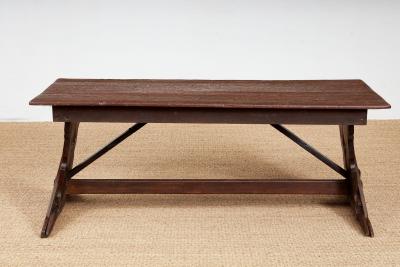 Swiss Trestle Table with Graffiti Carvings