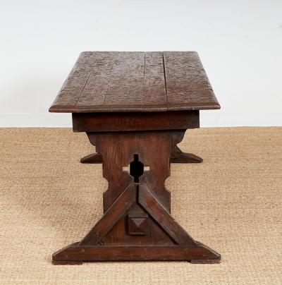 Swiss Trestle Table with Graffiti Carvings