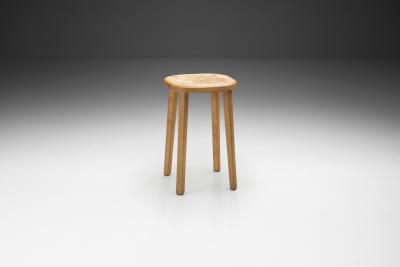 Swiss Wooden Quadripod Stool Switzerland ca 1960s