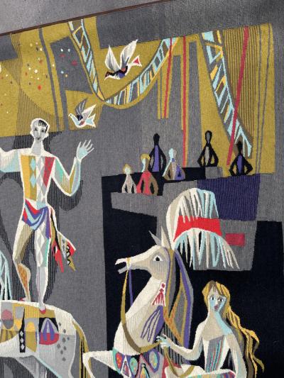 Sylvain Froidevaux 1950s Hand made Aubusson tapestry by Sylvain Froidevaux