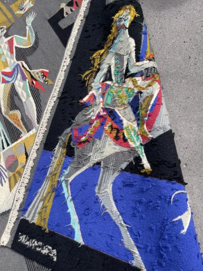 Sylvain Froidevaux 1950s Hand made Aubusson tapestry by Sylvain Froidevaux