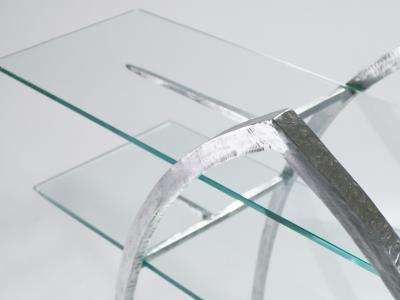 Sylvain Subervie Unique Sylvain Subervie wrought iron and glass console c 2000