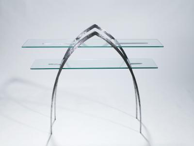 Sylvain Subervie Unique Sylvain Subervie wrought iron and glass console c 2000