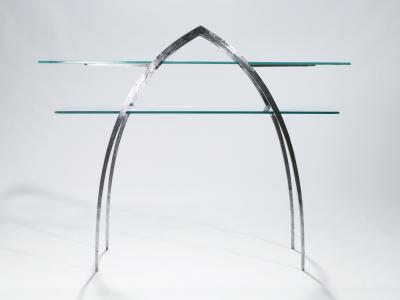 Sylvain Subervie Unique Sylvain Subervie wrought iron and glass console c 2000