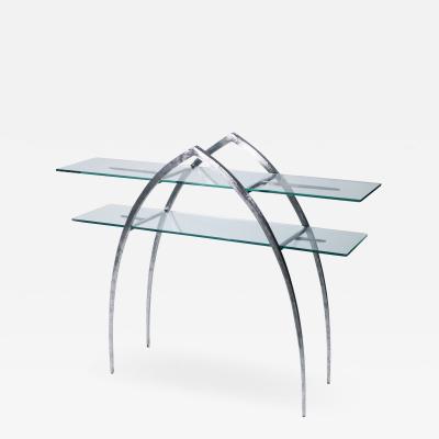 Sylvain Subervie Unique Sylvain Subervie wrought iron and glass console c 2000