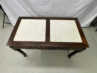 Syrian Console Alter Table Rosewood and Mother of Pearl Inlay with Marble Top