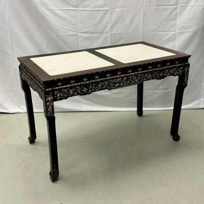 Syrian Console Alter Table Rosewood and Mother of Pearl Inlay with Marble Top