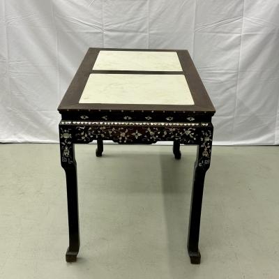 Syrian Console Alter Table Rosewood and Mother of Pearl Inlay with Marble Top