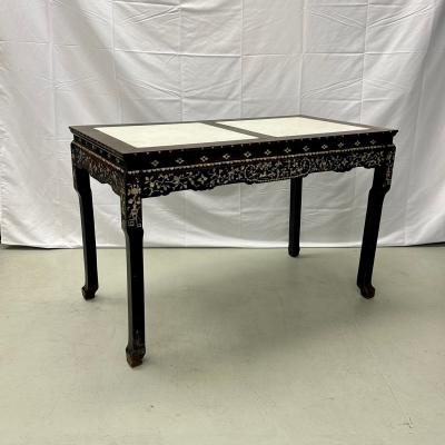Syrian Console Alter Table Rosewood and Mother of Pearl Inlay with Marble Top