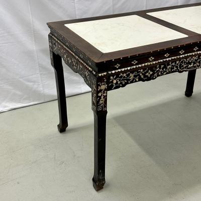 Syrian Console Alter Table Rosewood and Mother of Pearl Inlay with Marble Top