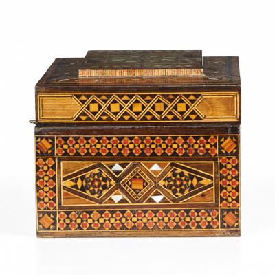 Syrian Intricately Inlaid Wood and Mother of Pearl Jewelry Box