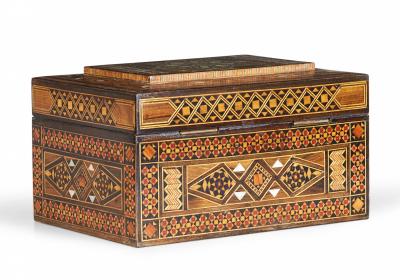 Syrian Intricately Inlaid Wood and Mother of Pearl Jewelry Box